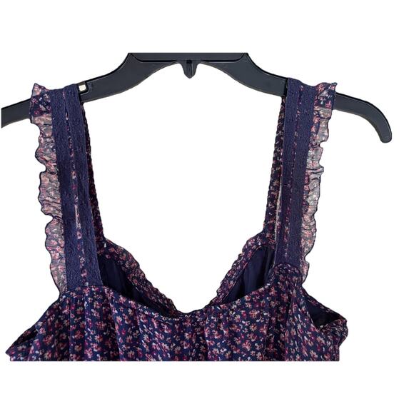 Old Navy Woman’s Large Babydoll Blue Ditsy Floral Flowy Romantic Dress - Picture 3 of 7